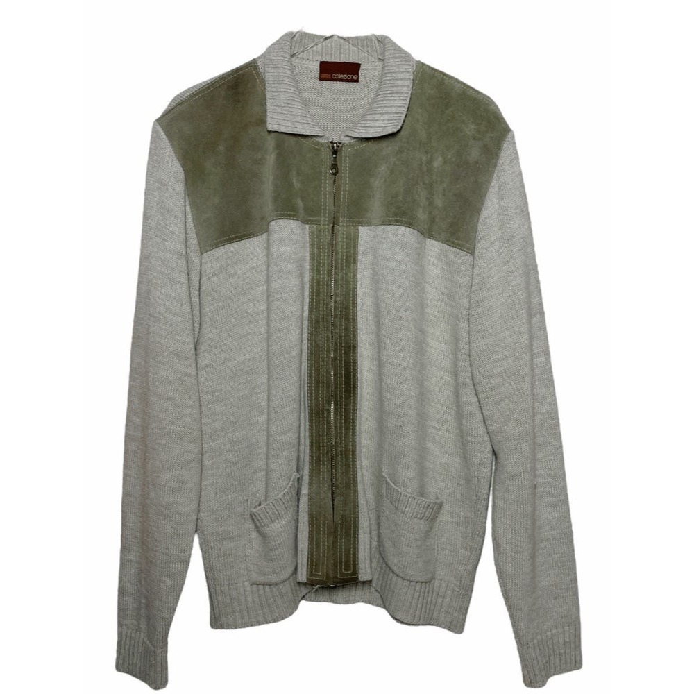 Marks & Spencer Collezione Cardigan Wool Suede Leather Cardigan Jacket XL